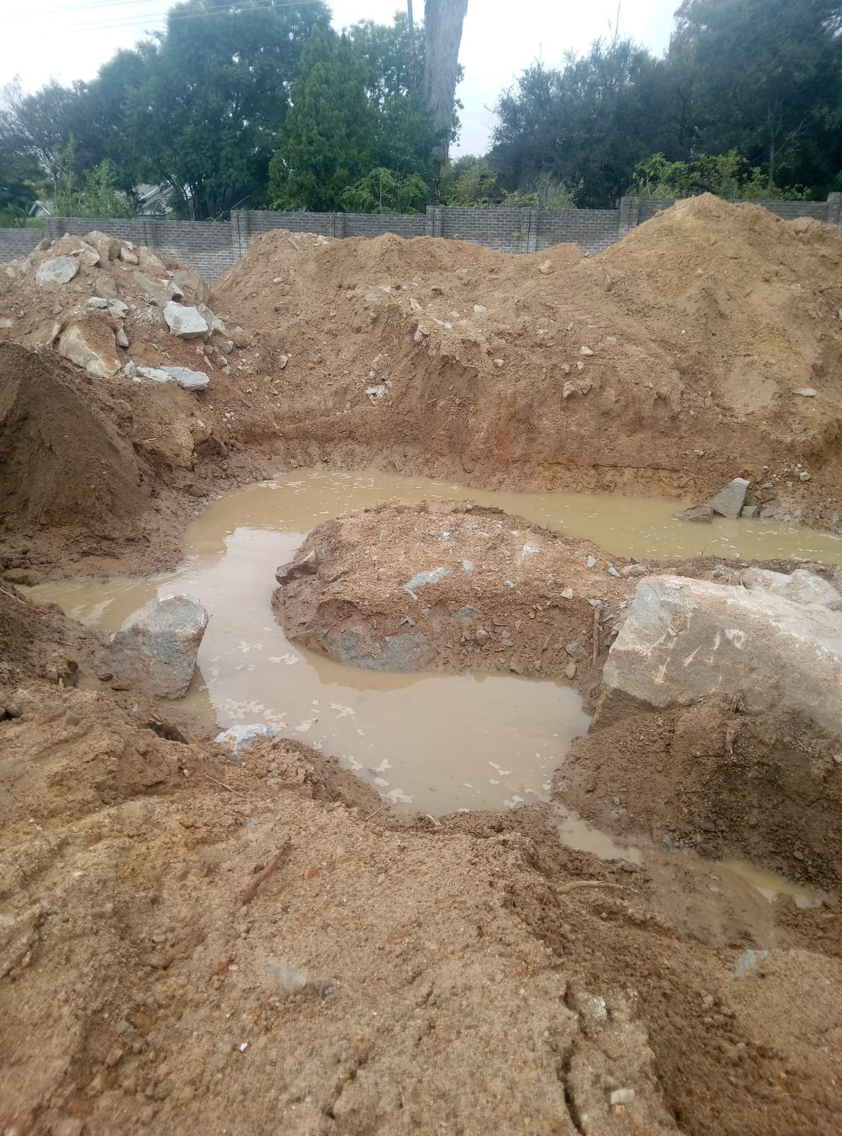 Completed pool excavation after blasting